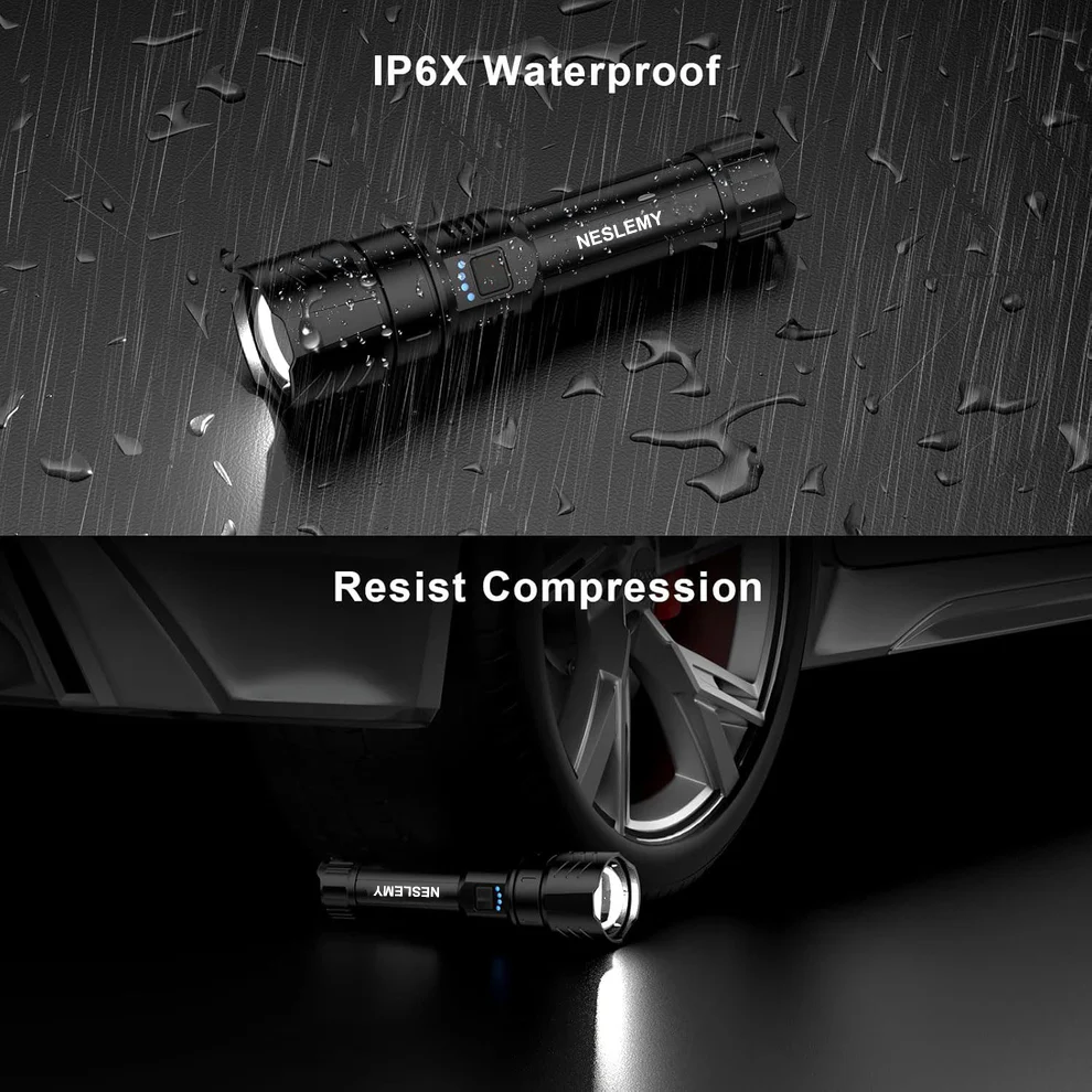 NESLEMY LED Flashlight – High Lumen Rechargeable Torch